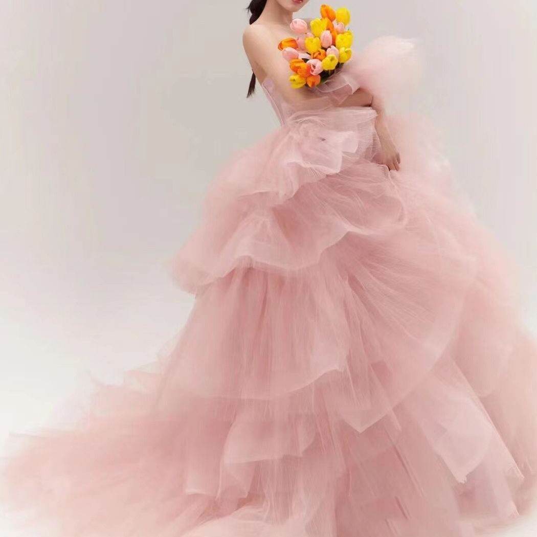 Buycenter Fairy Temperament Evening Dress - Elegant Pink Organza Style - Buy Center