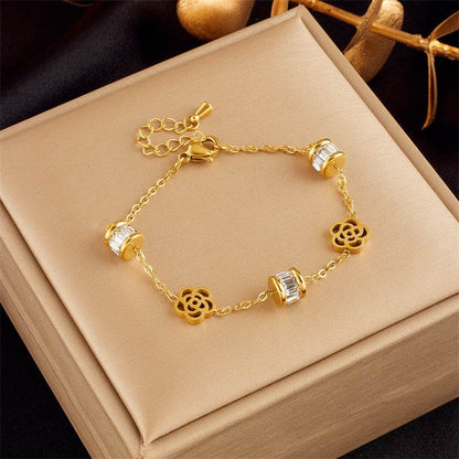 Buycenter Gold-Plated Butterfly Pearl Bracelet - Fashionable Rhinestone Charm - Buy Center