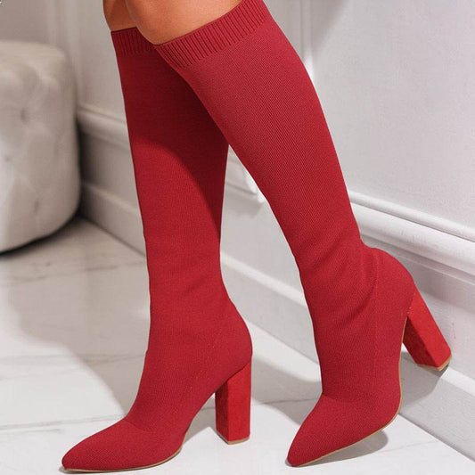 Buycenter Thigh High Heeled Boots for Women - Solid Color, Super High Heel - Buy Center