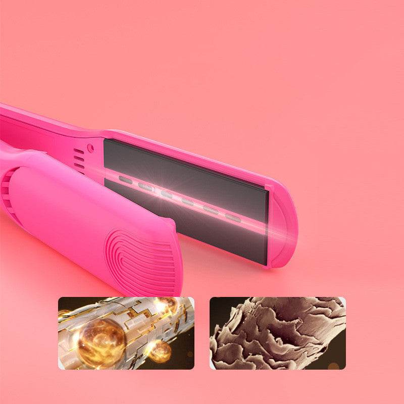 Pink Dual-Use Hair Straightener & Curling Iron - Infrared Technology - Buy Center