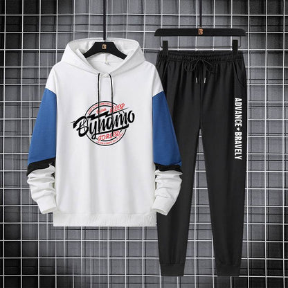 Men's Paneled Hooded Cotton Pajama Set - Cozy Sweatshirt & Trousers - Buy Center