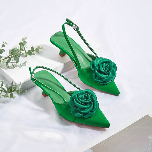 Elegant Three-Dimensional Flower Kitten Heel Pumps - Stylish Women's Shoes - Buy Center