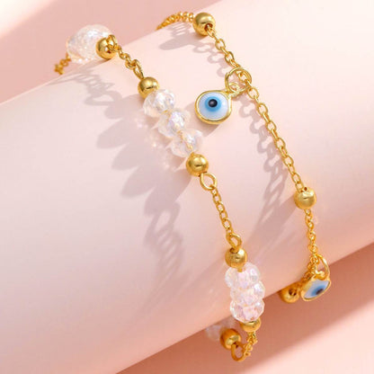 Women's Gold Multi-layer Beaded Anklet Set - Trendy Beach Body Jewelry - Buy Center