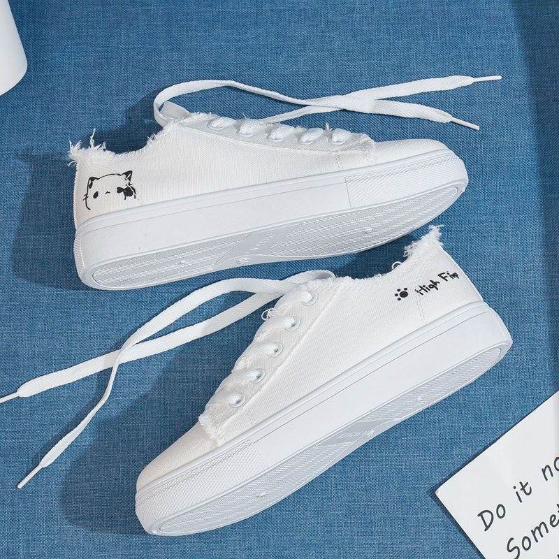 Women's Breathable Canvas Shoes - Stylish White Athletic Sneakers for Spring - Buy Center