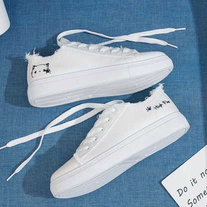 Women's Breathable Canvas Shoes - Stylish White Athletic Sneakers for Spring - Buy Center