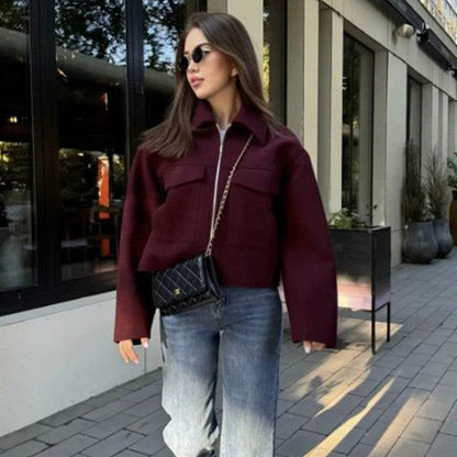 Buycenter Women's Retro Polo Collar Coat - Medium Thickness, Stylish Fit - Buy Center