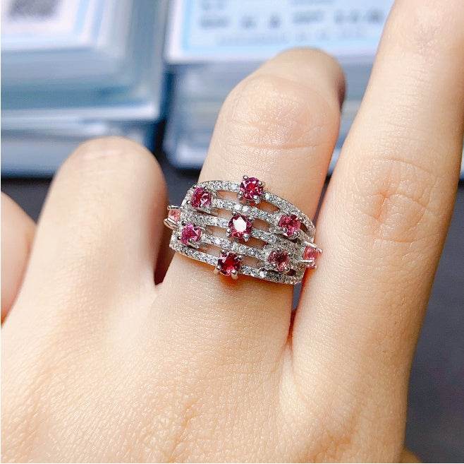 Buycenter 925 Silver Garnet Ring - Elegant Korean Style Jewelry for Women - Buy Center