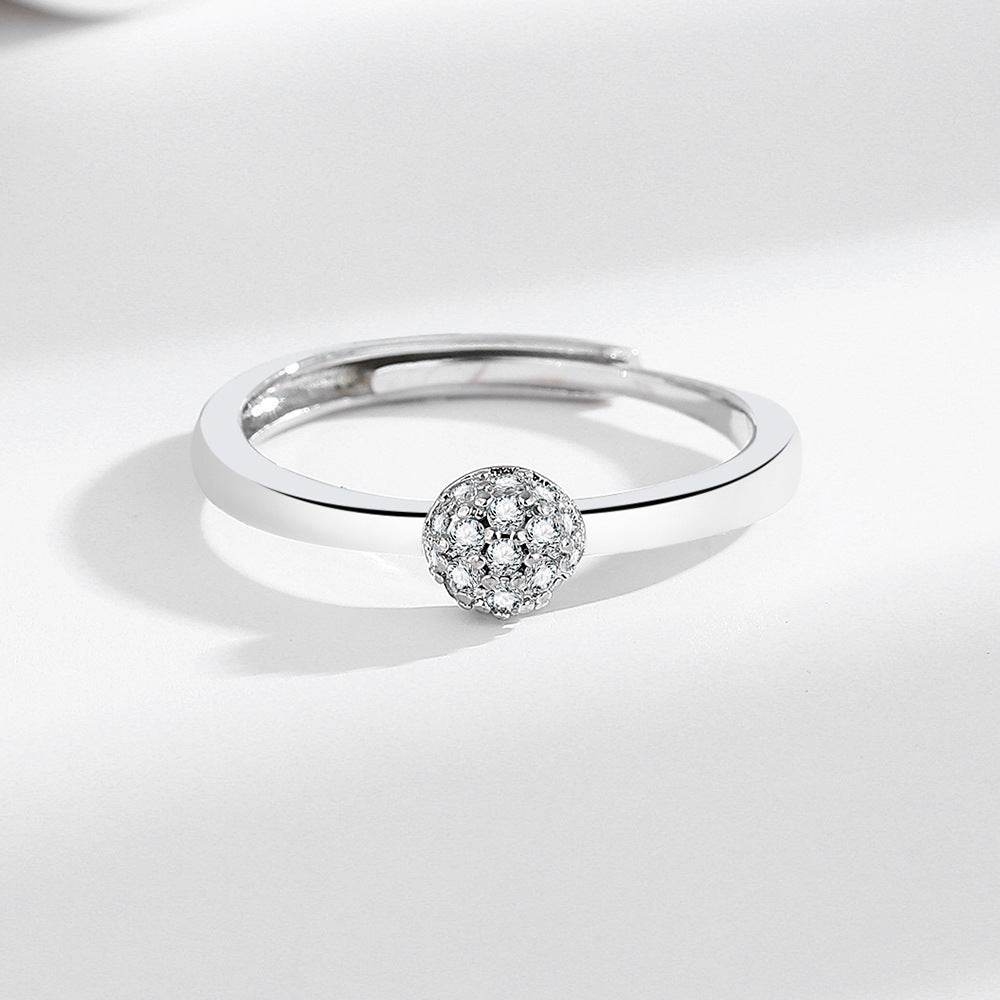 Silver Hydrangea Design Ring - Electroplated White Gold for Women - Buy Center