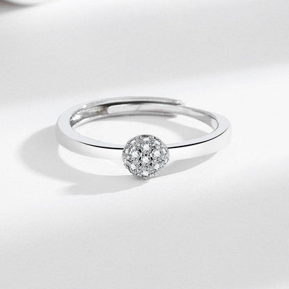 Silver Hydrangea Design Ring - Electroplated White Gold for Women - Buy Center