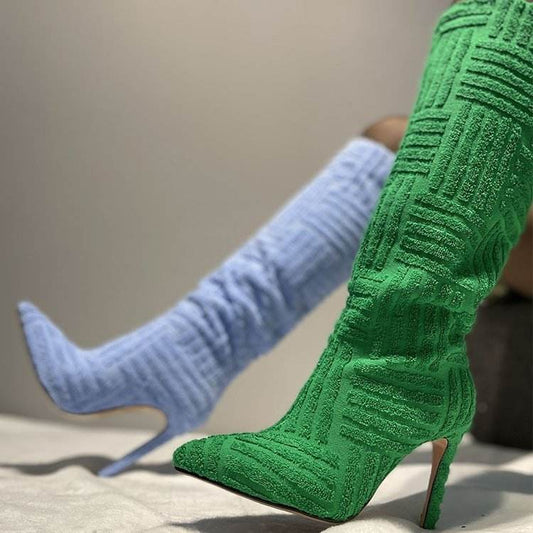 Plus Size Sexy Pointed Toe Thermal Boots - Stiletto Heels for Chic Style - Buy Center