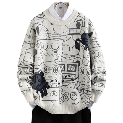 Thickened Round Neck Sweater for Teenagers - Trendy Winter Pullover - Buy Center