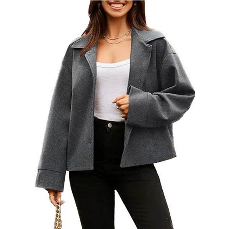 Buycenter Women's Slim Fit Short Coat - Long Sleeve Button Design - Buy Center