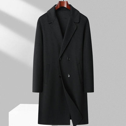 Men's Mid-Length Woolen Coat - Casual Double-Sided Winter Outerwear - Buy Center