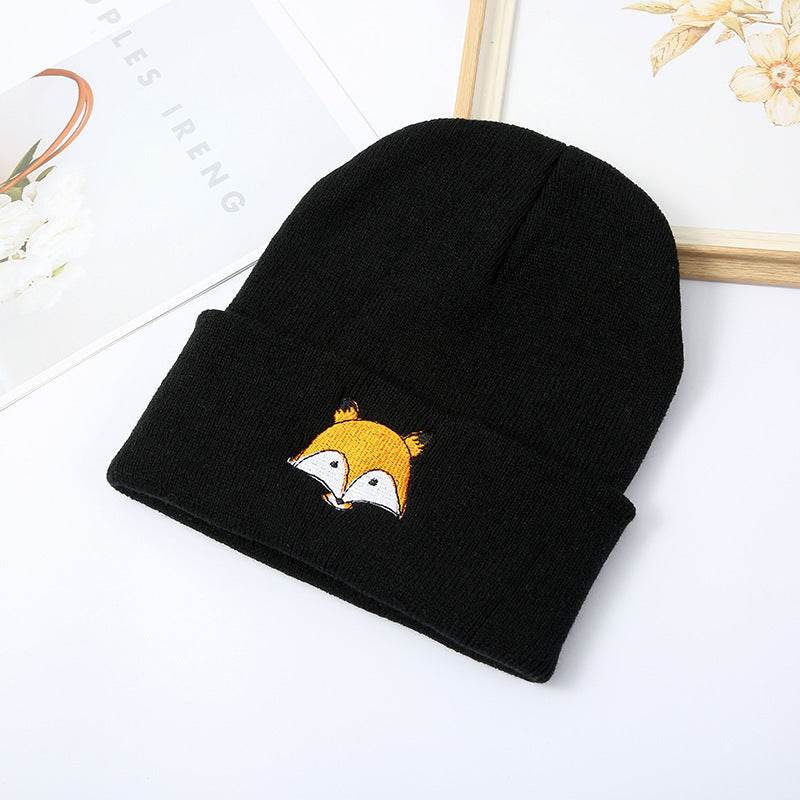 Buycenter Fashion Fox Embroidery Knitted Hat - Cozy & Versatile for All Seasons - Buy Center
