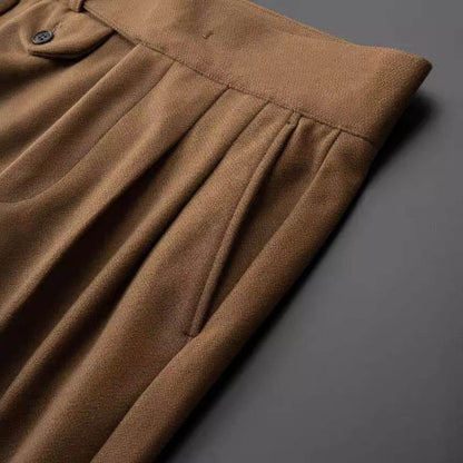 Buycenter Men's High Waist Retro Trousers - Casual Pants in Camel & Black - Buy Center