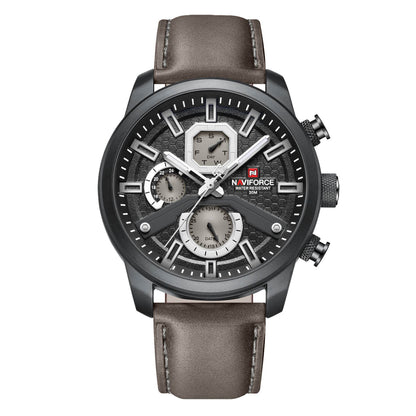 Men's Luminous Waterproof Watch - Stylish Leather Band, Large Dial - Buy Center