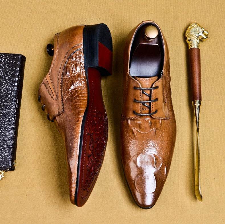 Buycenter Men's Business Suit Shoes - Pointed Leather, Comfortable Fit - Buy Center