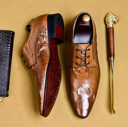 Buycenter Men's Business Suit Shoes - Pointed Leather, Comfortable Fit - Buy Center