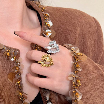 Ins Cold Wind Irregular Palm Ring - Real Gold Plated Alloy Design - Buy Center