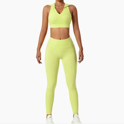 Buycenter Lulu Nude Yoga Bra Set - Shockproof Sports Bra & Leggings - Buy Center