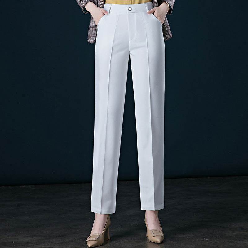Buycenter Women's High-Waist Casual Suit Trousers - Fashionable Straight-Leg Fit - Buy Center