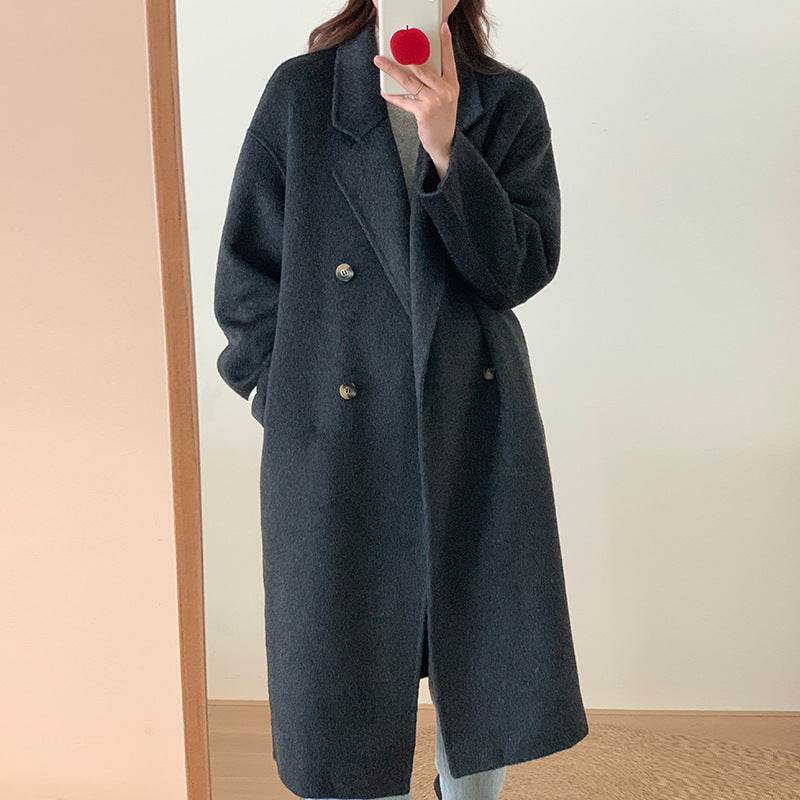 Buycenter Women's Velvet Overcoat - Double-Sided Wool Casual Style - Buy Center