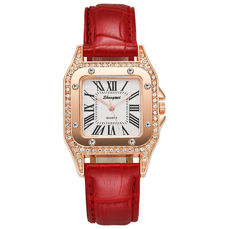 Square Diamond Women's Watch - Elegant Casual Style with Roman Numerals - Buy Center