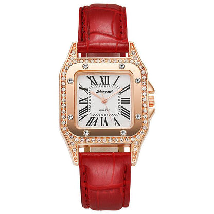 Square Diamond Women's Watch - Elegant Casual Style with Roman Numerals - Buy Center
