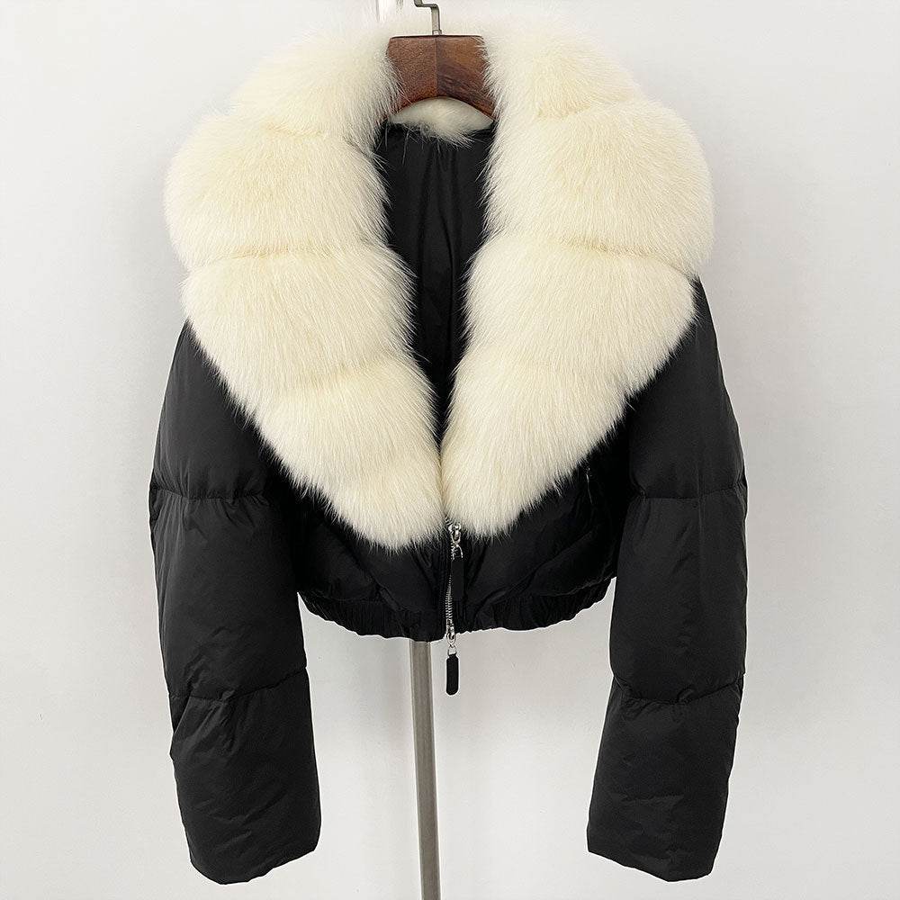 Luxurious Fox Fur Collar Down Jacket - Thick Stylish Coat for Women - Buy Center
