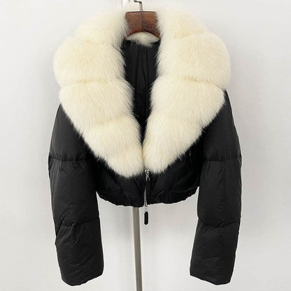 Luxurious Fox Fur Collar Down Jacket - Thick Stylish Coat for Women - Buy Center