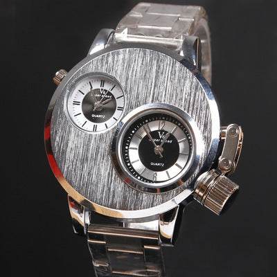 Buy Center Quartz Wristwatch for Men - Alloy Case with Leather Band - Buy Center
