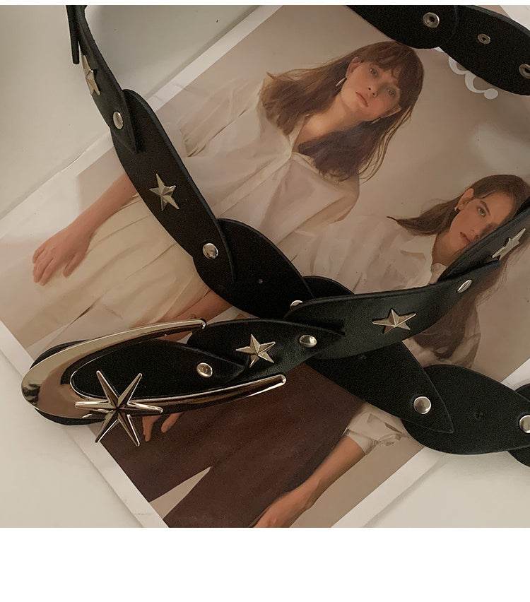 Design Sense Niche XINGX Women's Wide Belt - Geometric PU Leather Style - Buy Center