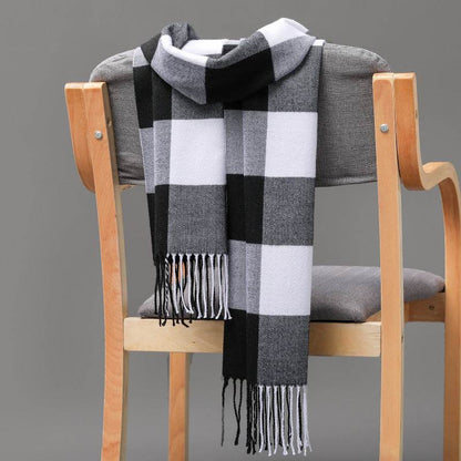 British Plaid Cashmere Scarf - Stylish Tassels, Perfect for Couples & Families - Buy Center