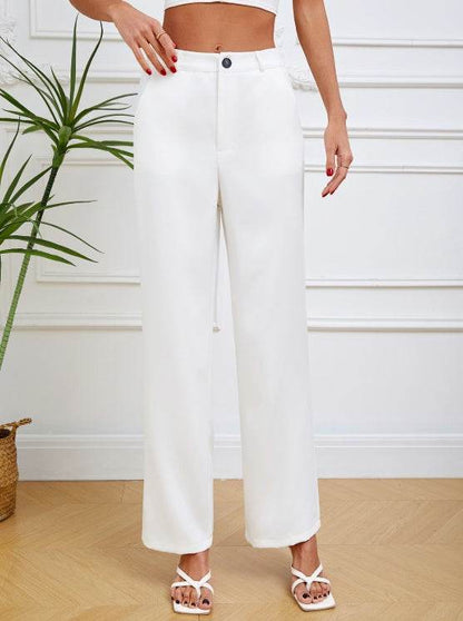 Buycenter Women's Solid Color Slim Straight Tube Pants - Casual & Comfortable - Buy Center