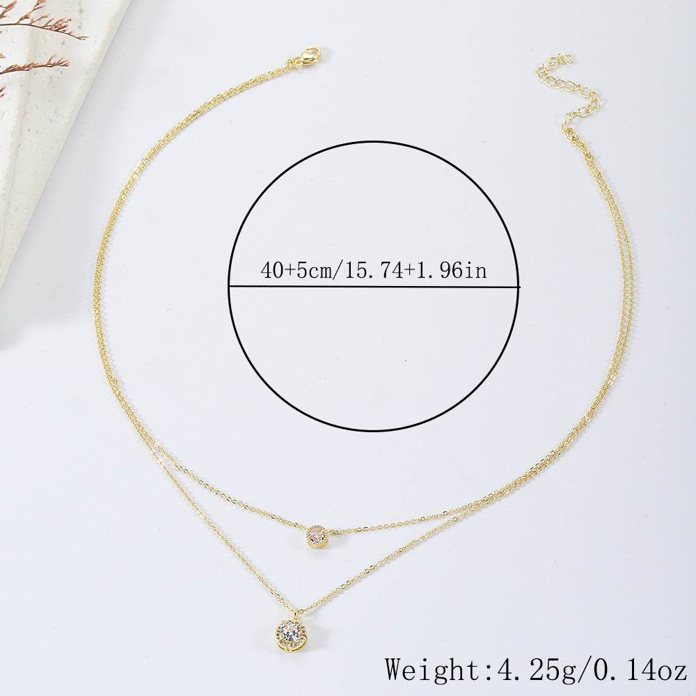 Double-Layered Zircon Pendant Necklace - Elegant Women's Jewelry Gift - Buy Center