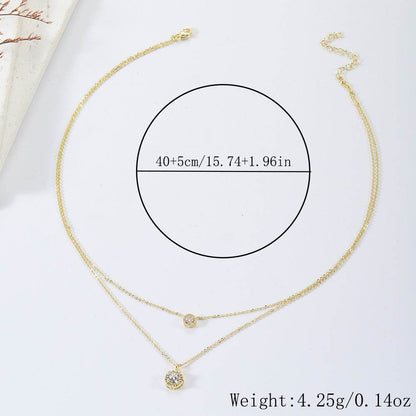 Double-Layered Zircon Pendant Necklace - Elegant Women's Jewelry Gift - Buy Center