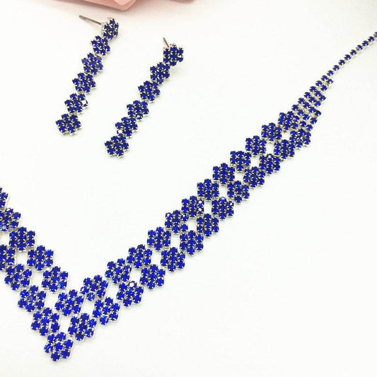 Exquisite Luxury Double Diamond Bridal Necklace & Earring Set - Modern Elegance - Buy Center