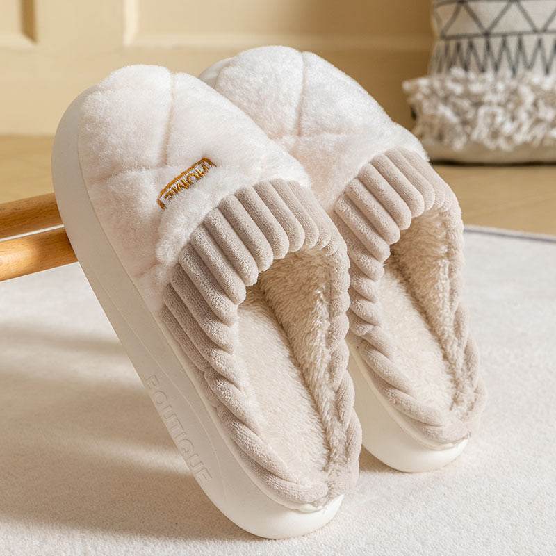 Men's Rhombic Plush Slippers - Winter Warm, Non-Slip Comfort Shoes - Buy Center