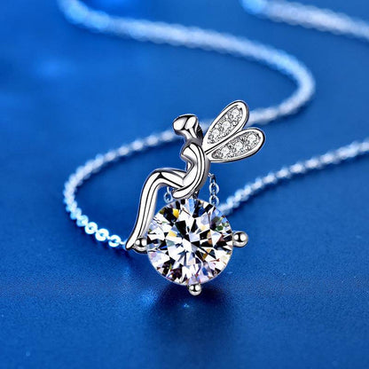 FARCENT Moissanite Necklace - 925 Sterling Silver Cartoon Style Charm - Buy Center