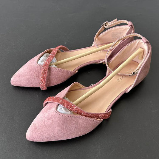 Women's Pink Pointed Toe Buckle Flat Shoes - Stylish Rubber Design - Buy Center