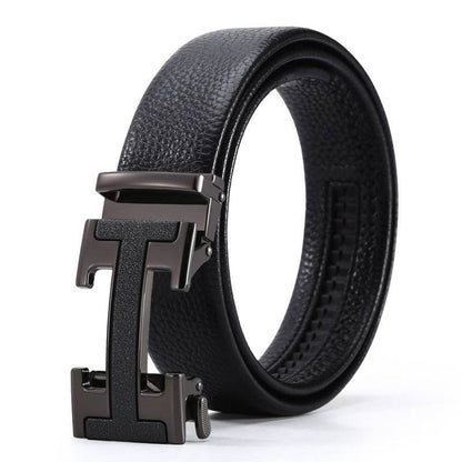 Men's Automatic Leather Buckle Belt - Premium Stylish Business Accessory - Buy Center