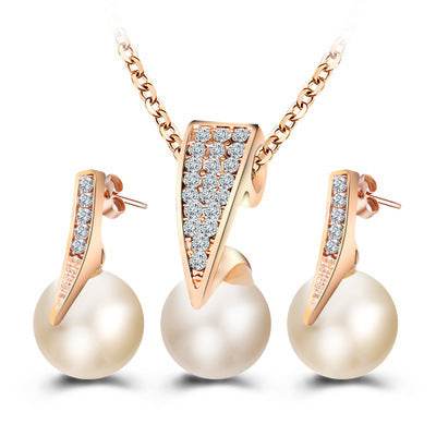 Elegant 2-Piece Faux Pearl Necklace Set - Adjustable Water Wave Design - Buy Center