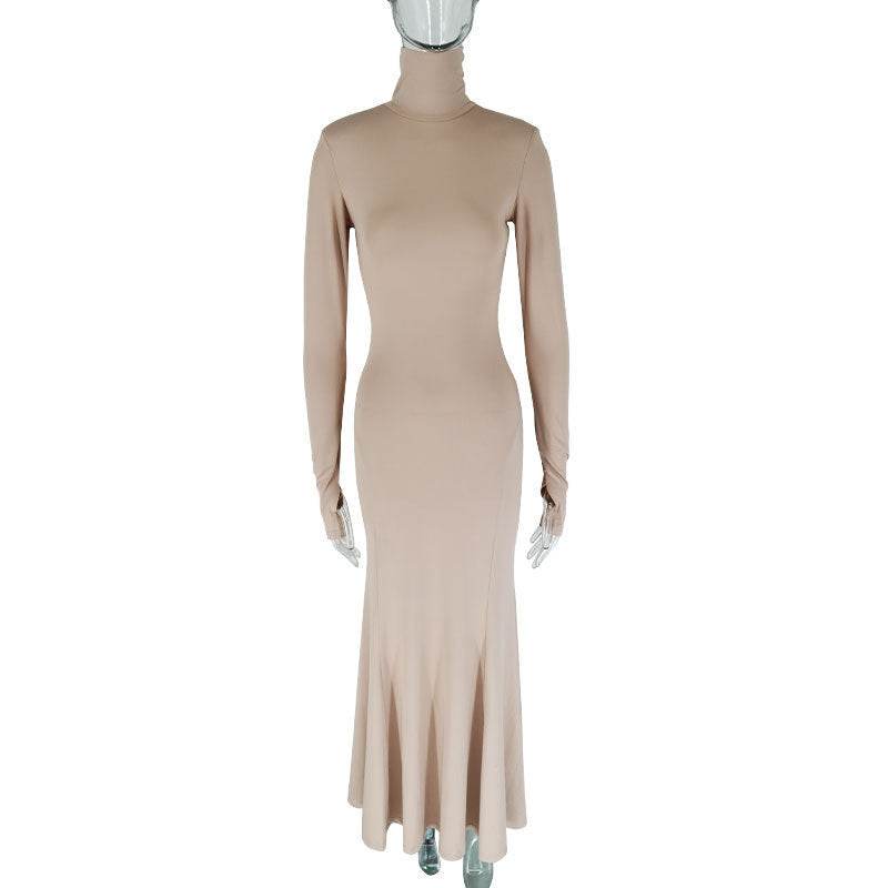 Women's Backless Evening Dress - Elegant Solid Color Party Wear 2025 - Buy Center