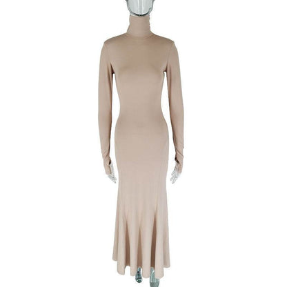 Women's Backless Evening Dress - Elegant Solid Color Party Wear 2025 - Buy Center