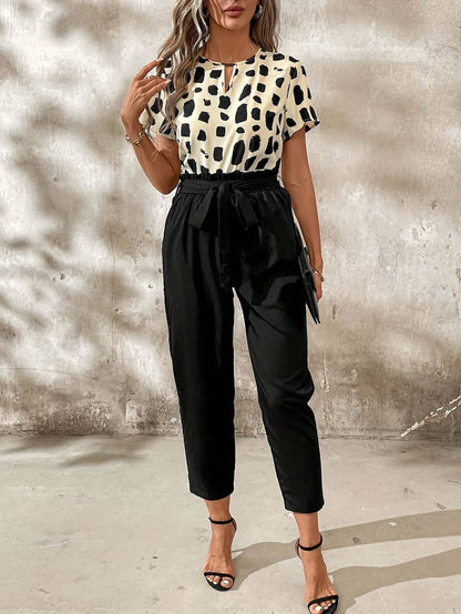 Autumn Women's Bat Wing Sleeve Top & Solid Color Trousers Set - Buy Center