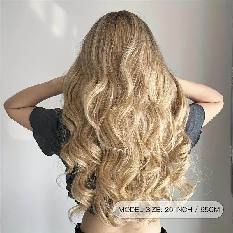 26 Inch Ash Blonde Wig with Bangs - Natural Wavy Hair for Any Occasion - Buy Center