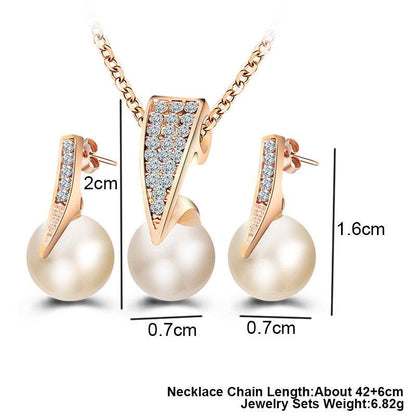 Elegant 2-Piece Faux Pearl Necklace Set - Adjustable Water Wave Design - Buy Center