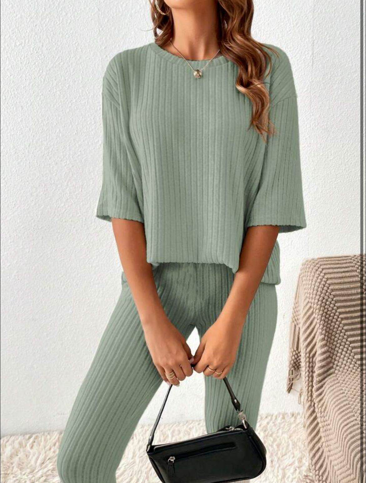 Buycenter Women's Loose Casual Trousers - Solid Color Homewear Set - Buy Center