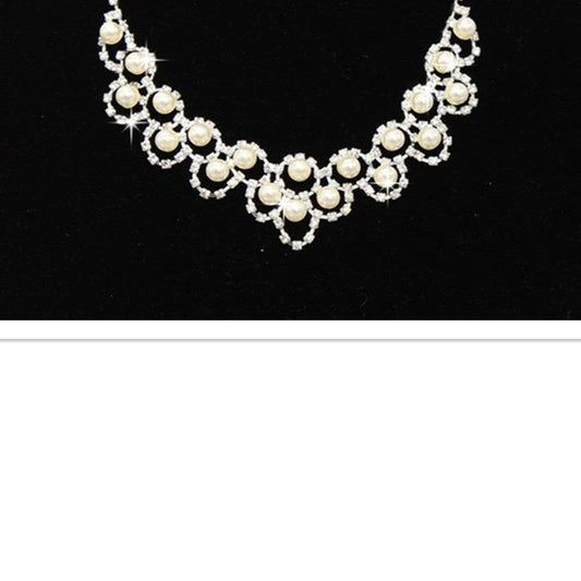 Elegant Bridal Jewelry Set - Pearl Necklace & Rhinestone Earrings 2025 - Buy Center