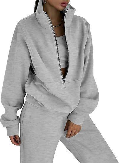 Buycenter Long Sleeve Half Zip Hoodie - Fleece-Lined Sports Cardigan - Buy Center